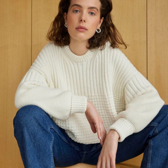 KNOTTY ONES DELČIA SWEATER CREAM WHITE CREWNECK SWEATER - Picture 3 of 9